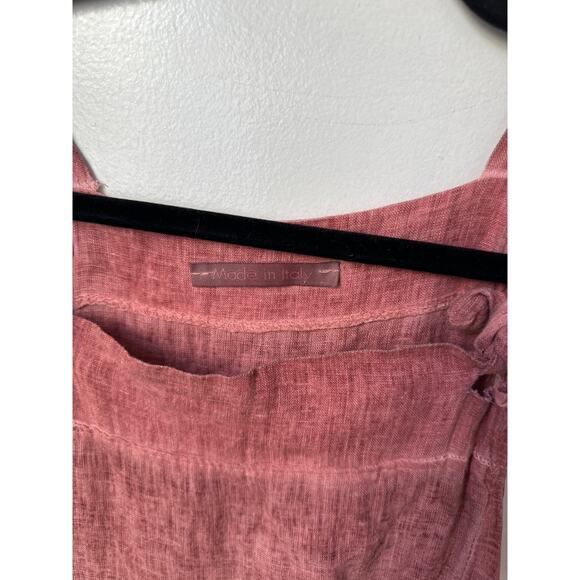 100% Linen Red Pink Jumpsuit Made in Italy - Picture 3 of 8